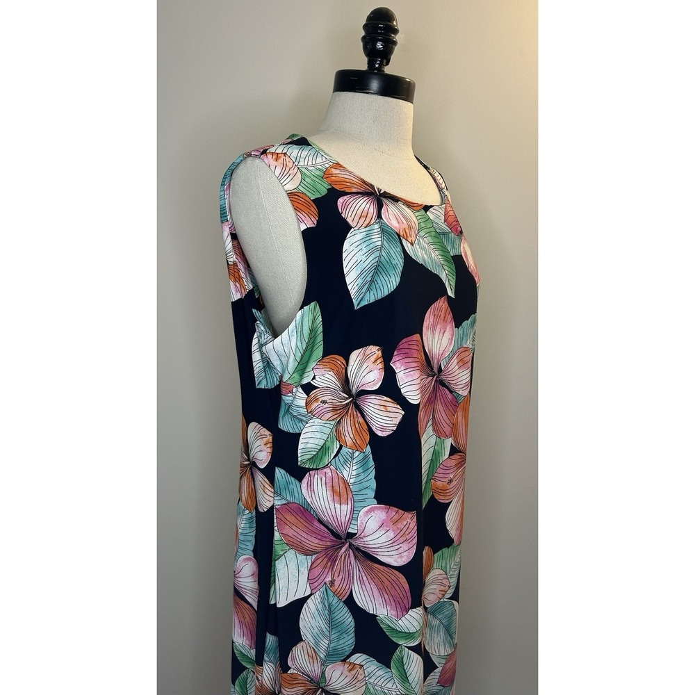 TOMMY HILFIGER Floral Sleeveless Sheath Dress Polyester Spandex Black Womens 14 - Picture 3 of 6